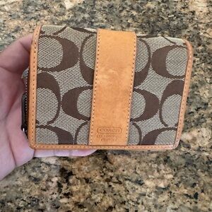 Vintage Coach brown and tan signature wallet